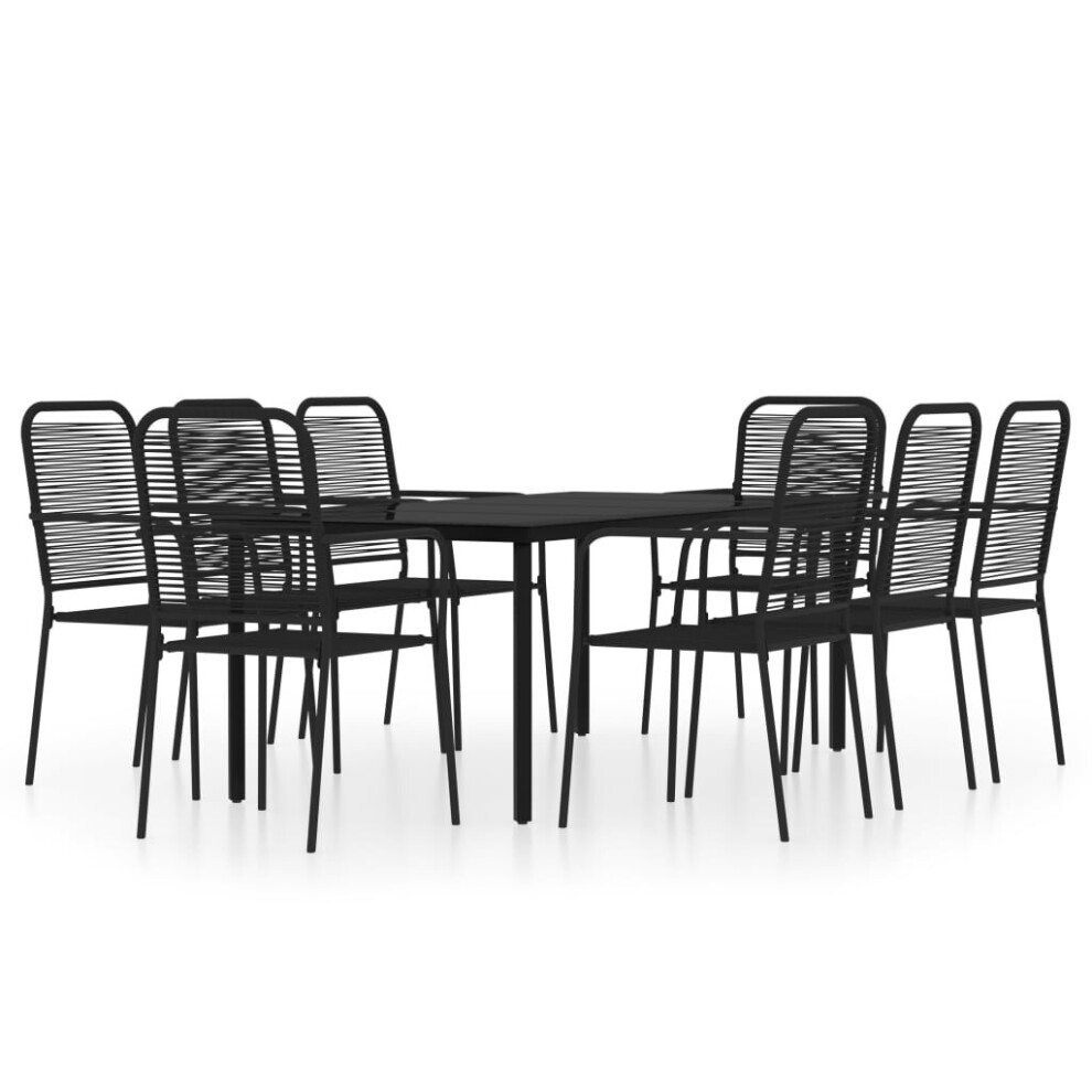 vidaXL Garden Dining Set 9 Piece Black Patio Outdoor Table and Chair Furniture