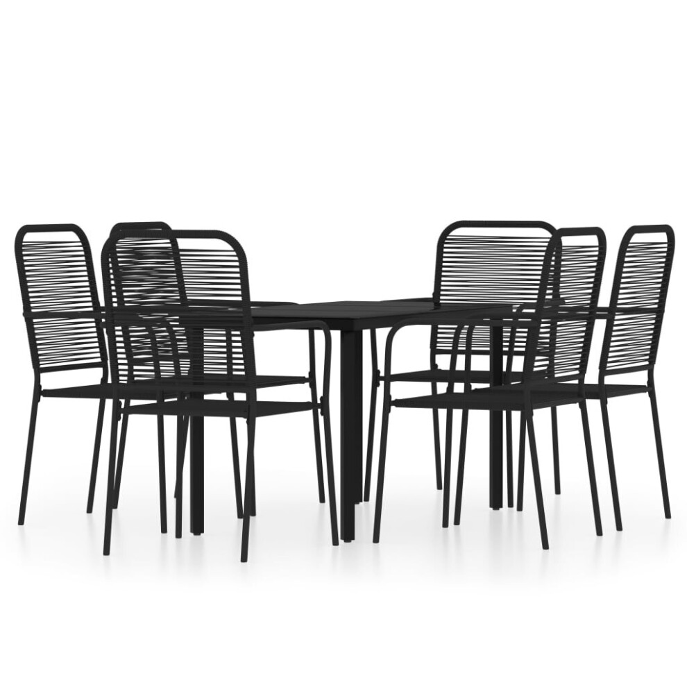 vidaXL Garden Dining Set 7 Piece Black Patio Outdoor Table and Chair Furniture