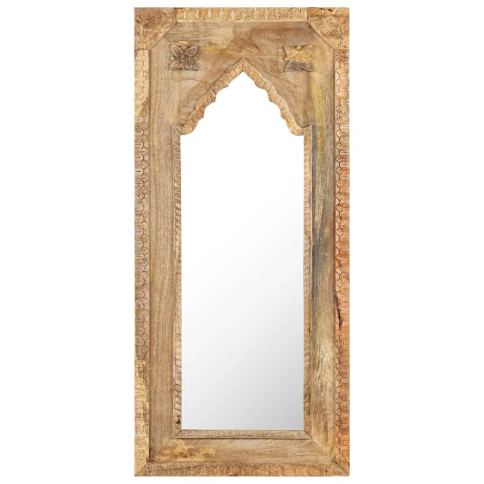 vidaXL Solid Mango Wood Mirror Wall Mounted Makeup Tool Cosmetic Hall Indoor