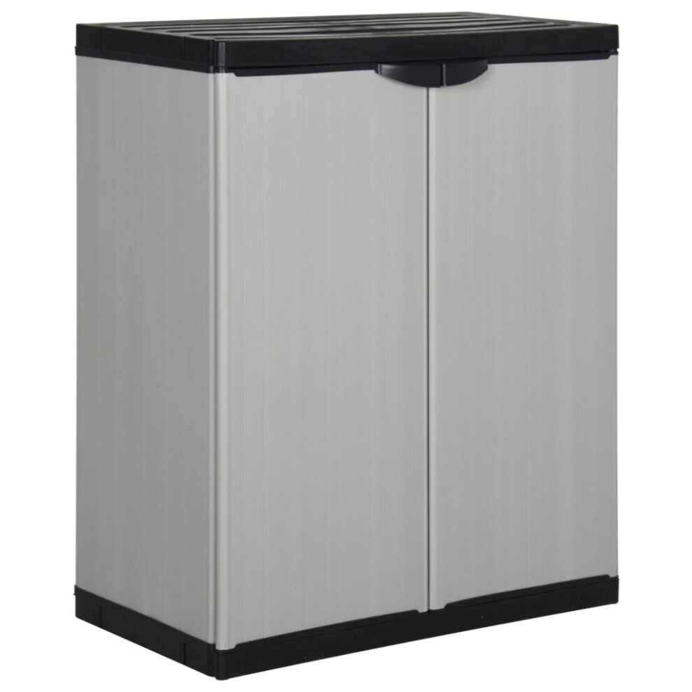 vidaXL Garden Storage Cabinet With 1 Shelf Grey&Black Cupboard Utility Cabinet