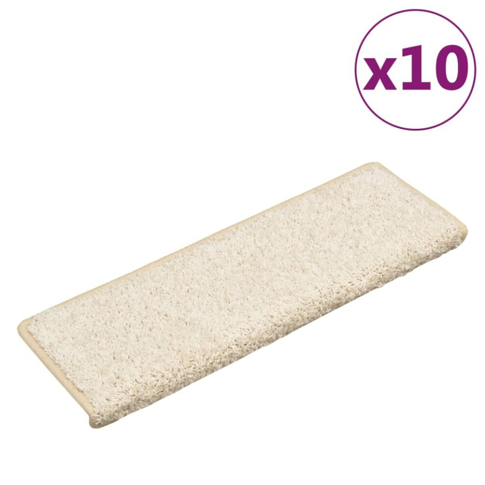 Vidaxl (White, 10) Carpet Stair Treads Decorative Stair Step Protector Rug Stair Mats