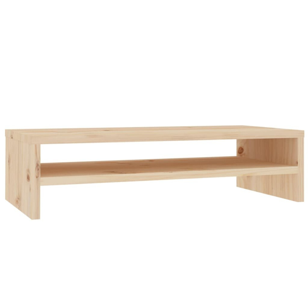 Vidaxl Solid Wood Pine Monitor Stand Wooden Desktop Screen Riser Display Shelf