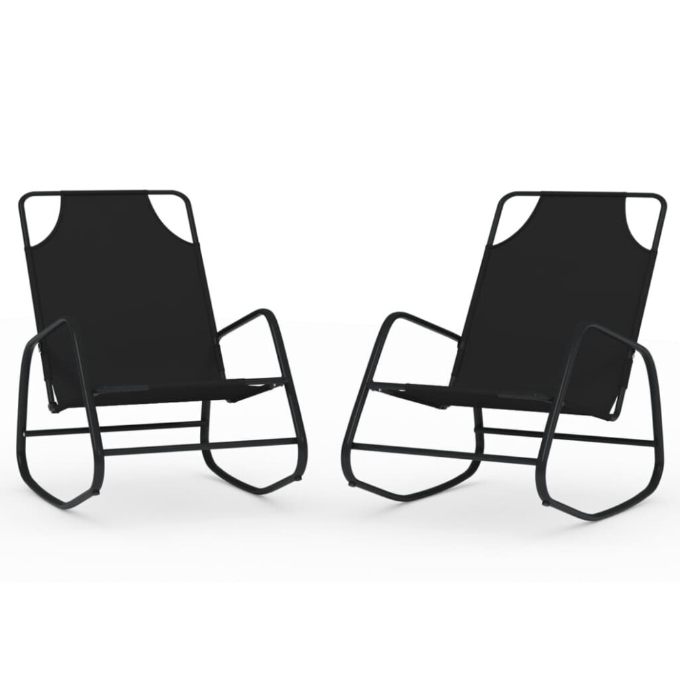 Vidaxl (Black, 2) Rocking Sun Loungers Garden Sun Bed Outdoor Day Bed Steel And Textilene
