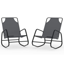 (grey, 2) vidaXL Rocking Sun Loungers Garden Sun Bed Outdoor Day Bed Steel and Textilene