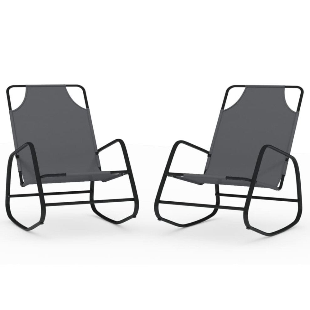 (grey, 2) vidaXL Rocking Sun Loungers Garden Sun Bed Outdoor Day Bed Steel and Textilene