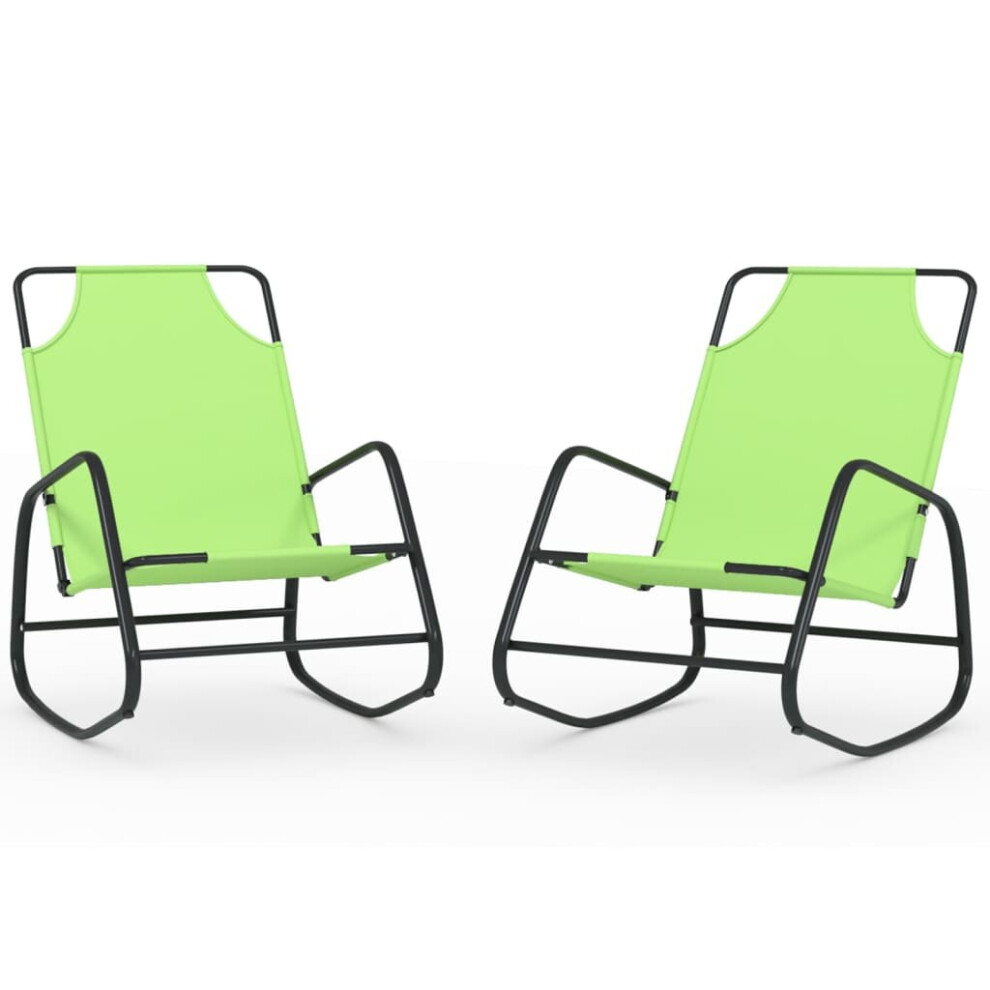 Vidaxl (, 2) Rocking Sun Loungers Garden Sun Bed Outdoor Day Bed Steel And Textilene Green
