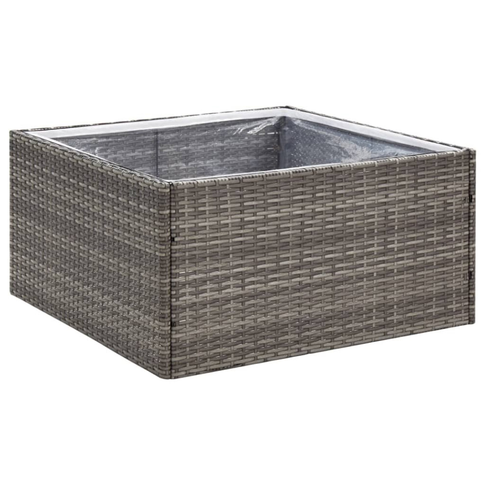 Vidaxl (Grey, 80 X 80 X 40 Cm) Garden Planter Outdoor Planter Flower Patio Pot Plant Box Poly Rattan