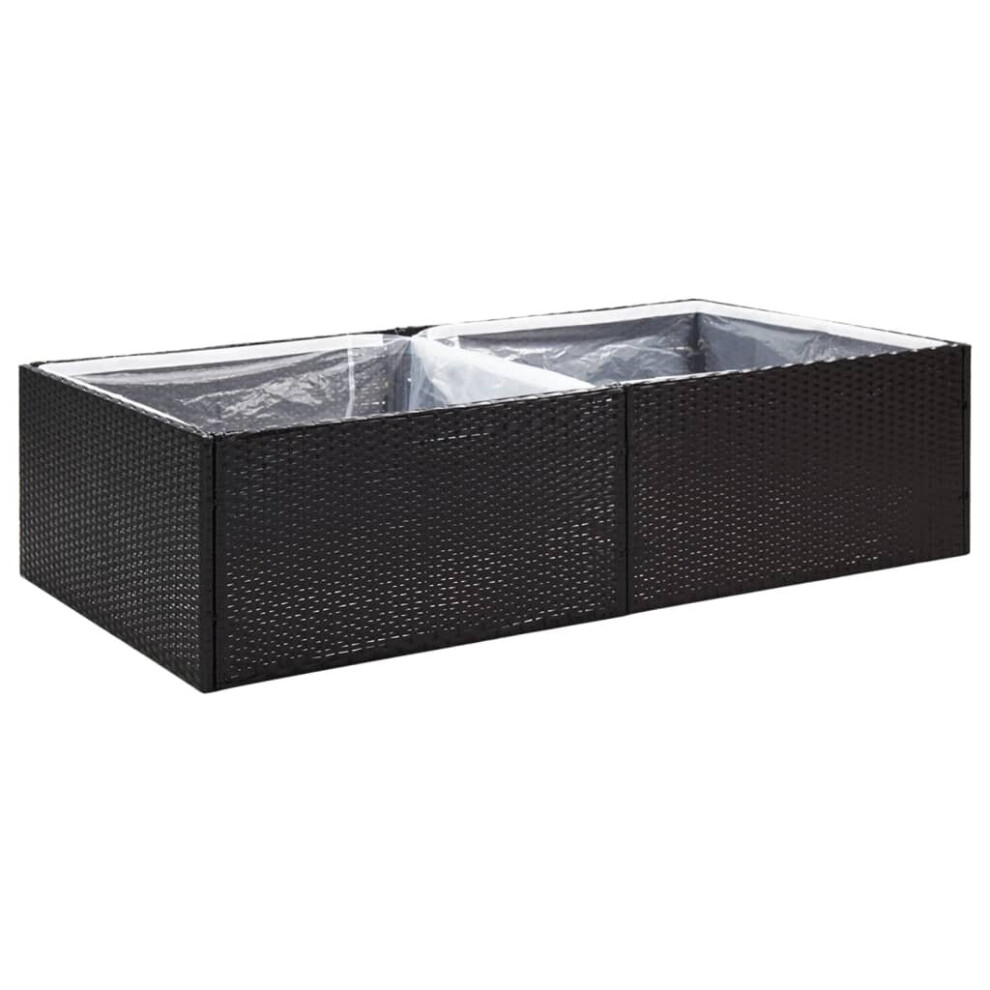 (black, 157 x 80 x 40 cm) vidaXL Garden Planter Poly Rattan Planter Outdoor Pot Black/Grey Multi Sizes