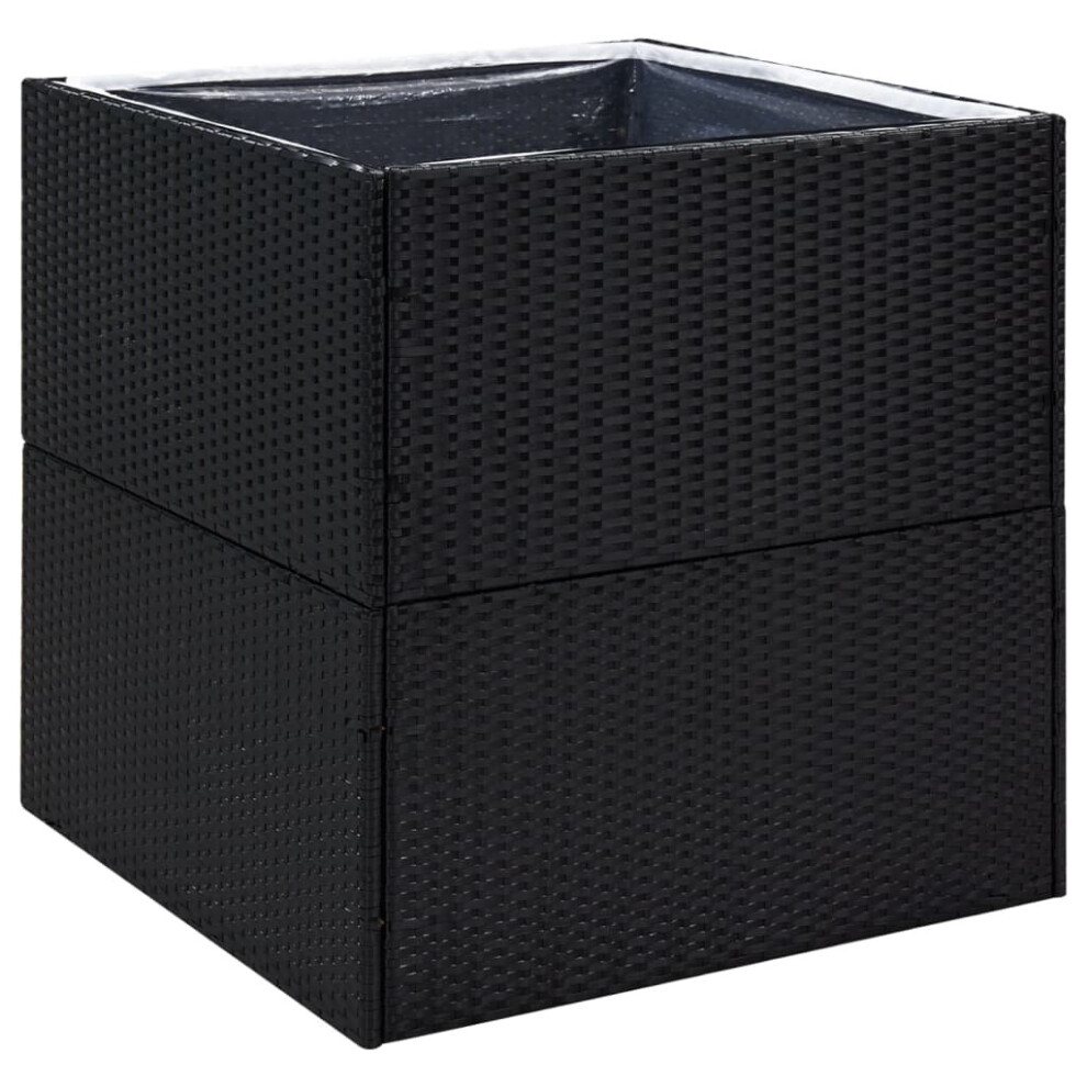 Vidaxl (Black, 80 X 80 X 80 Cm) Garden Planter Outdoor Planter Flower Patio Pot Plant Box Poly Rattan