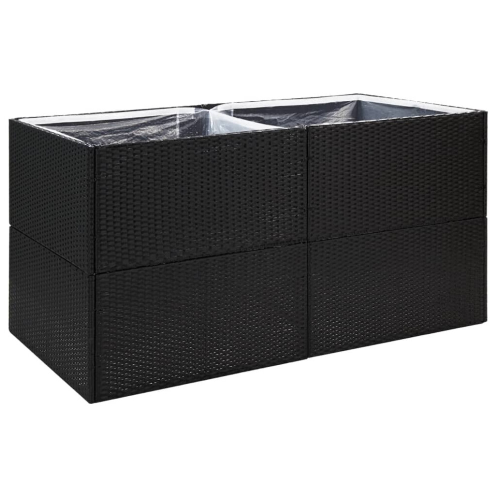 Vidaxl (Black, 157 X 80 X 80 Cm) Garden Planter Outdoor Planter Flower Patio Pot Plant Box Poly Rattan