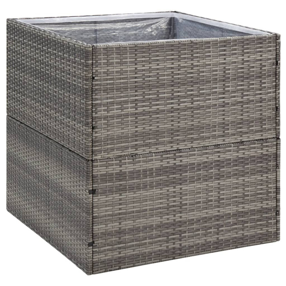 Vidaxl (Grey, 80 X 80 X 80 Cm) Garden Planter Outdoor Planter Flower Patio Pot Plant Box Poly Rattan