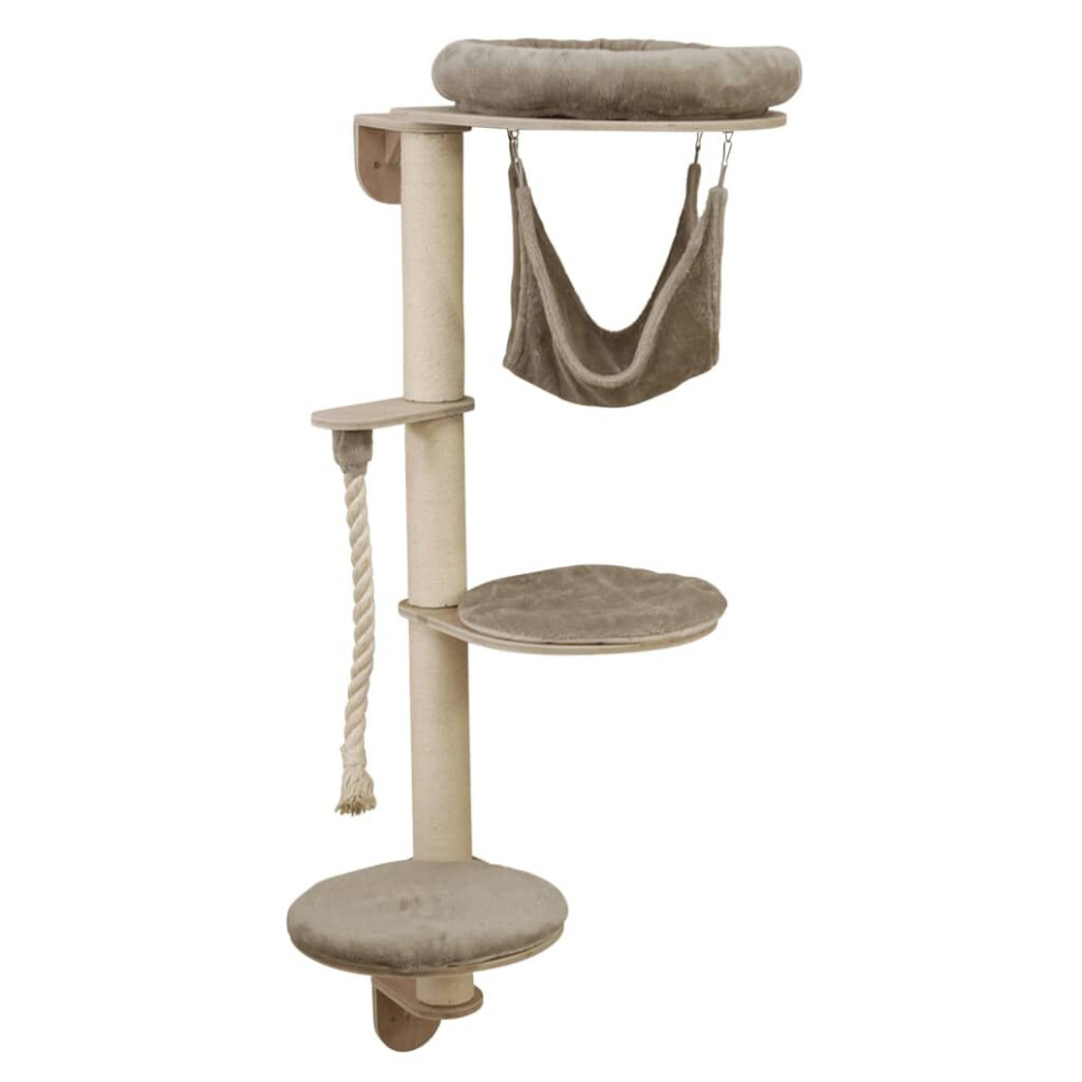 Kerbl Wall-mounted Cat Tree 158 cm Taupe Cat Furniture Scratching Post Tower