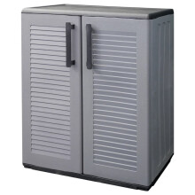 vidaXL Garden Storage Cabinet Grey and Black PP Patio Cupboard Storage Locker