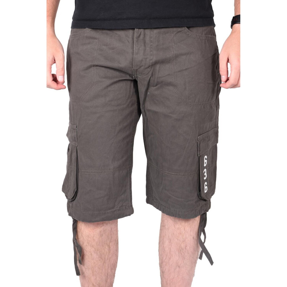 (Charcoal, 32) Mens Cargo Shorts Army Work Knee Length Half Pants