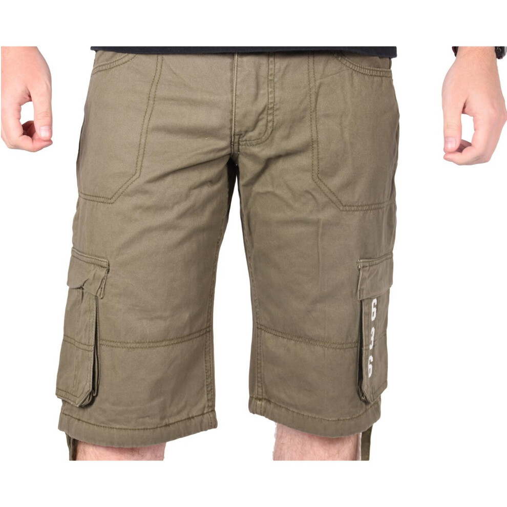 True Face (Khaki, 36) Mens Cargo Shorts Army Work Knee Length Half Pants