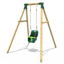 Rebo Wooden Garden Swing Set with Baby Seat for Kids - Pluto Green