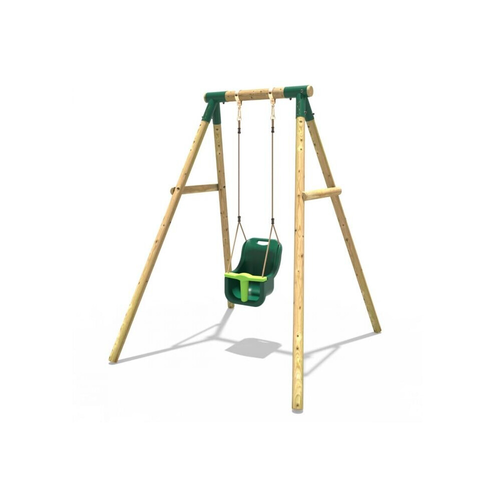 Wooden Garden Swing Set With Baby Seat For Kids - Pluto Green Rebo