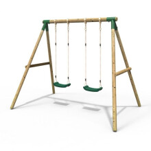 Rebo KWooden Garden Swing Set with 2 Swings for Kids - Venus Green