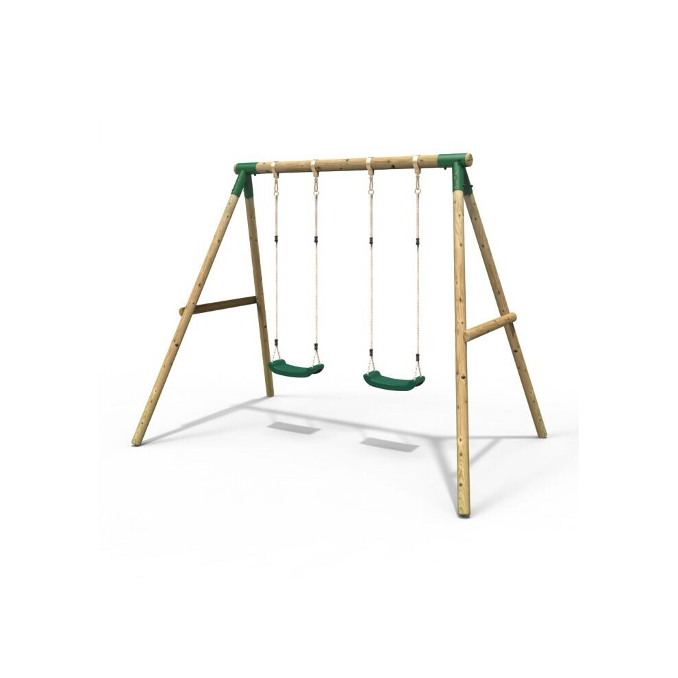 Rebo Wooden Garden Swing Set with 2 Swings - Venus Green