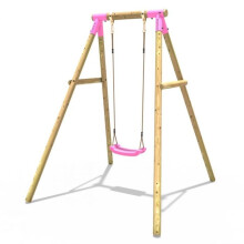 Rebo Wooden Garden Swing Set for Kids - Solar Pink