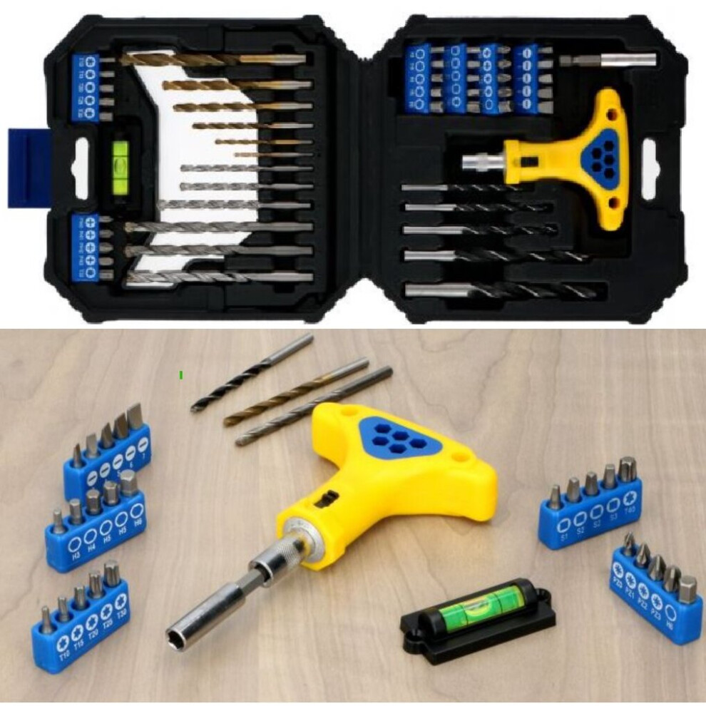 50Pcs Drill & Bit Set HSS Heavy Duty Screwdriver Bits Wood Metal Masonry Plastic