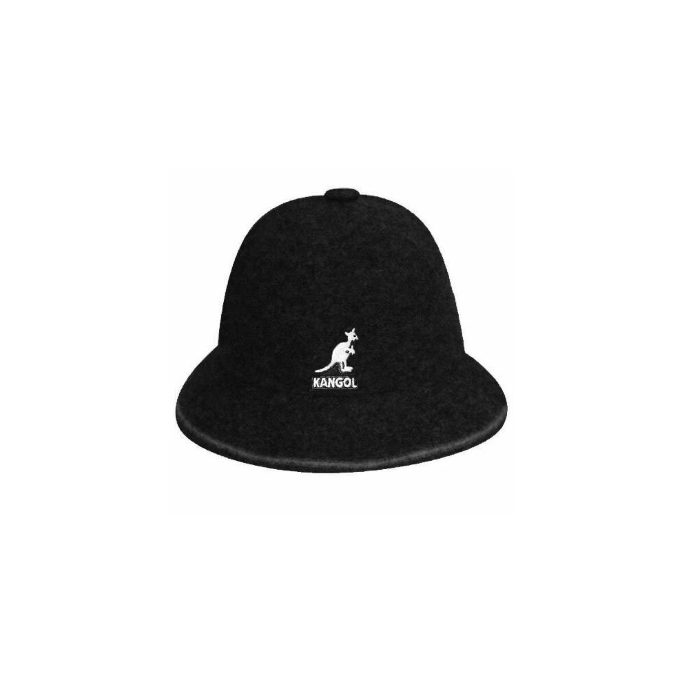 (M) Kangol Flannel Black Wool Stripe Casual Bucket Hat Cap