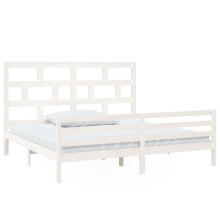 (white, 200 x 200 cm) vidaXL Bed Frame Bed Base Bedstead Bedroom Mattress Foundation Solid Wood Pine
