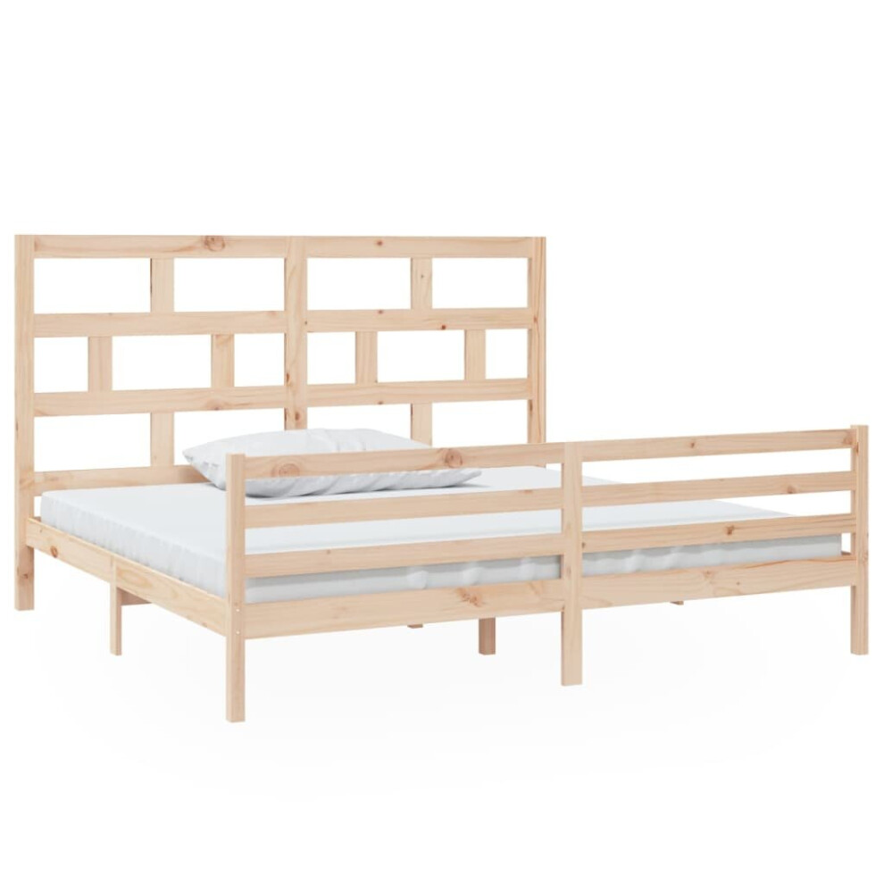Vidaxl (, 200 X 200 Cm) Bed Frame Bed Base Bedstead Bedroom Mattress Foundation Solid Wood Pine Brown