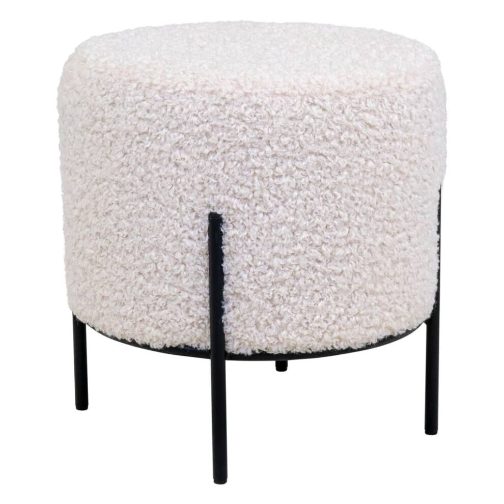 Alford Pouf, tabouret, Imitation peau de mouton, blanc.