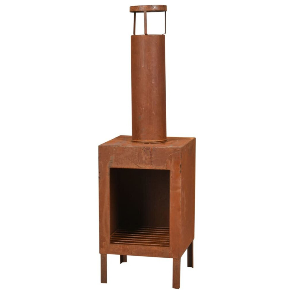 Ambiance Fireplace with Chimney and Handles 100 cm Rust Outdoor Patio Fire Pit