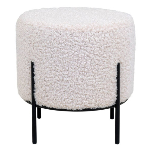 Alford Pouf, Hocker, Imitation Schafsleder, weiß. 2