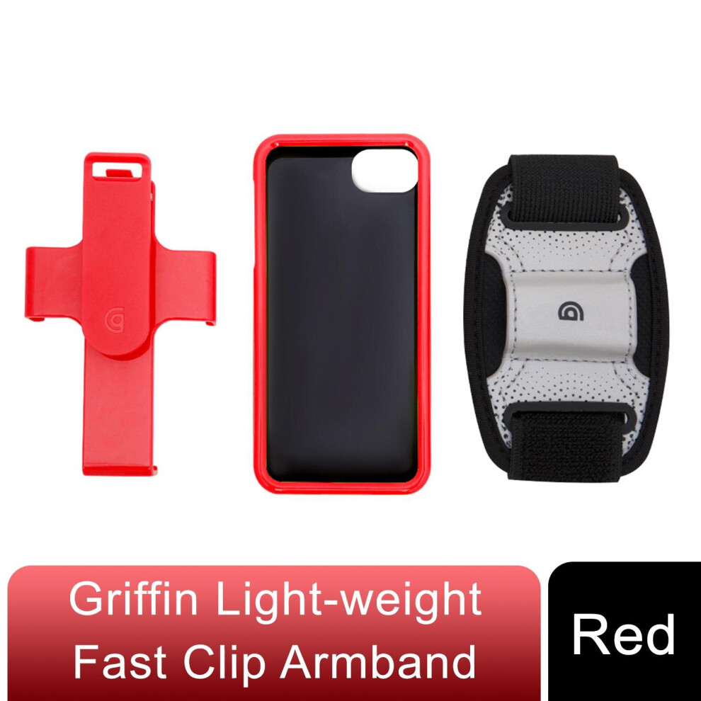 Griffin Light-weight Fast Clip Armband and Clip for Phone 5/5s, Red