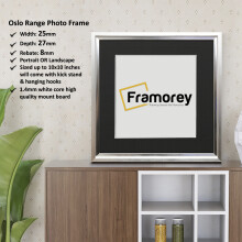 (Silver With Black Mount, 16x16" Pic (20x20" Frame)) Oslo Style Silver Photo Frame / Square Size Picture Frame / Wall Art Picture Frame / Wall Hanging Poster Frame With Multicoloured Mount