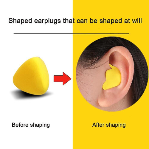 (Yellow) 60pcs Set Shaped Earplug Moldable Anti-noise Soft Earbud Sleeping Protection 1