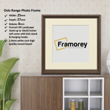 (Walnut With Ivory Mount, 60x60CM Pic (70x70CM Frame)) Oslo Style Walnut Photo Frame / Square Size Picture Frame / Wall Art Picture Frame / Wall Hanging Poster Frame With Multicoloured Mount