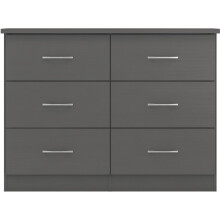 Nevada 6 Drawer Chest 3D Effect Grey Sizes (CM) W 120 x D 46 x H 89.5