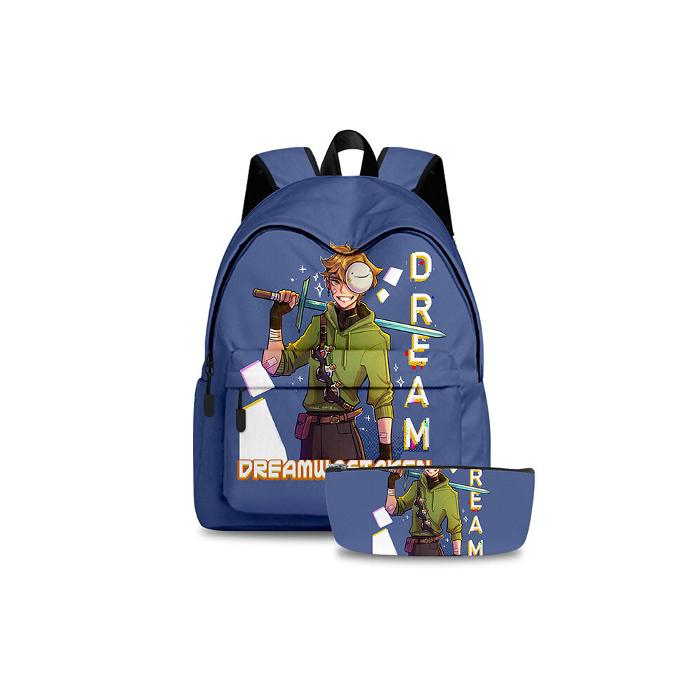 (DarkBlue) 3D Printed Dreamwastaken Dream Smp Backpack Schoolbag Pencil Bag-image-OPC-P9HMCJB-NEW