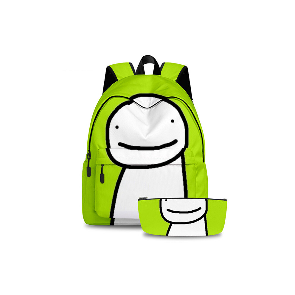 (WhiteGreen) 3D Printed Dreamwastaken Dream Smp Backpack Schoolbag Pencil Bag