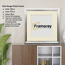 (Silver With Ivory Mount, 50x50CM Pic (60x60CM Frame)) Oslo Style Silver Photo Frame / Square Size Picture Frame / Wall Art Picture Frame / Wall Hanging Poster Frame With Multicoloured Mount