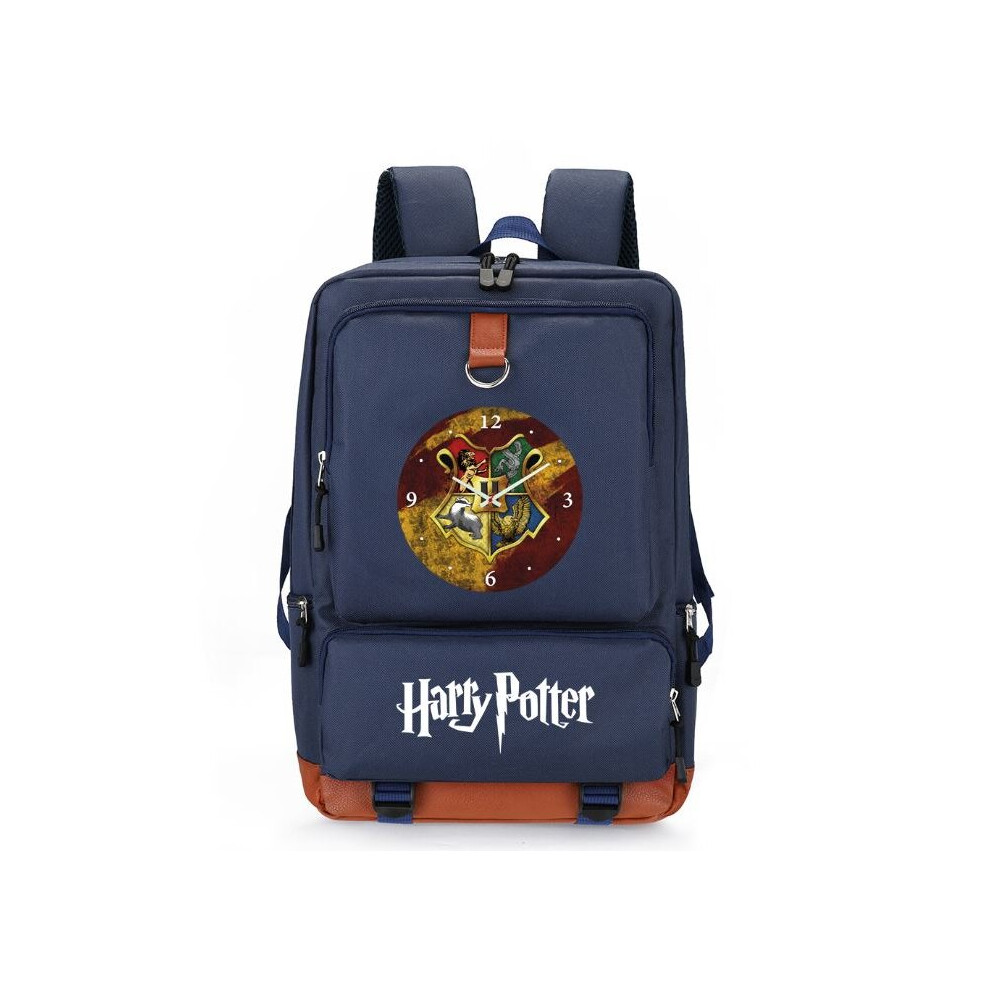 (style 2, Navy blue) Harry Potter Backpack Student School Bag Men's and Women's Travel Bag Computer Bag Large Capacity