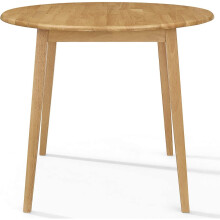Hallowood Ledbury Small Wooden Kitchen Drop Leaf Round Dining 100% Solid Wood Diner Table in Light Oak Finish, Rubberwood