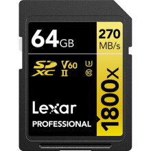Lexar SDXC Professional 1800x UHS-II Flash Memory Card 64GB