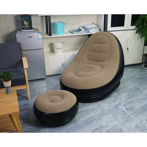 Inflatable Bean Bag Brown Comfortable Seat Relax with Footstool Best 1