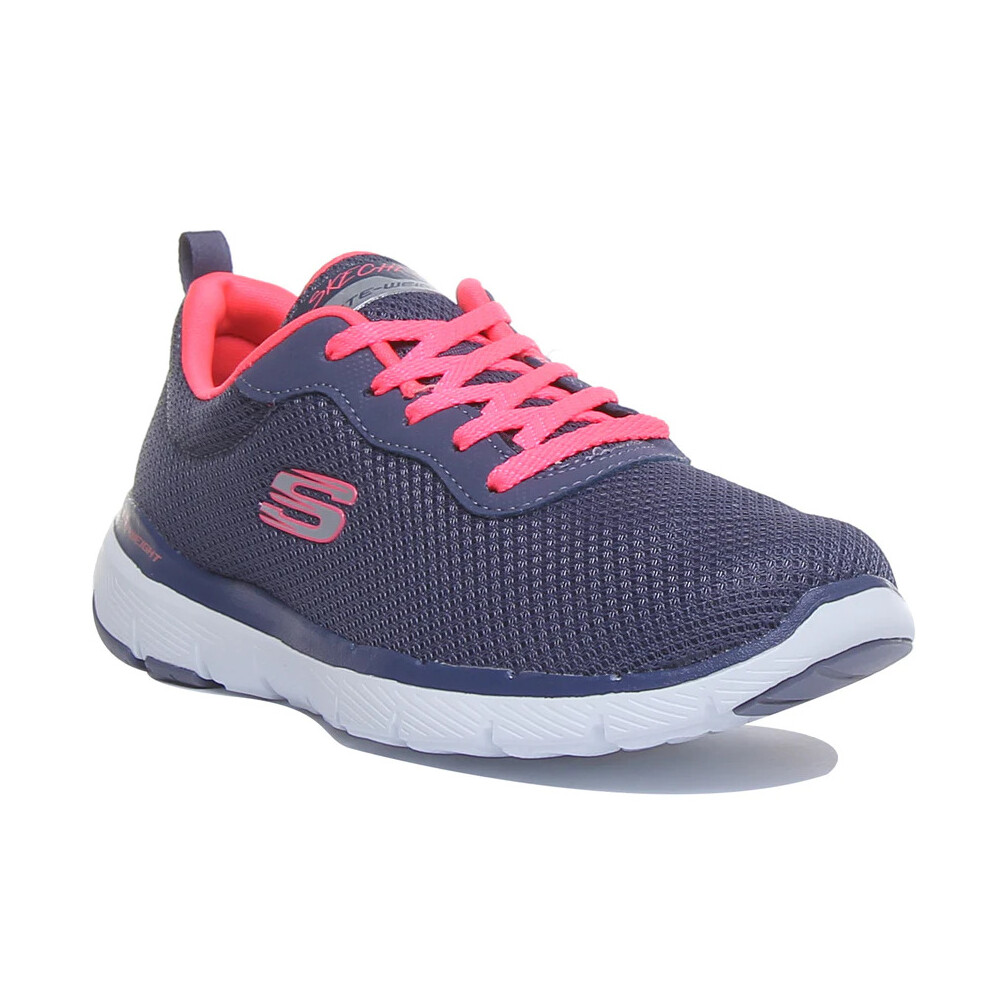 (UK 4) Skechers Womens Flex Appeal 3.0 First Night Trainers (Slate / Pink)