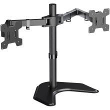 WALI Dual Monitor Stand, Free Standing Desk Mount for 2 Monitors up to 27 inch, 22 lbs. Weight Capacity per Arm, Fully Adjustable
