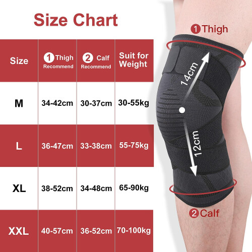 (Black, M) Sports Knee Pad Elastic Bandage Compression Breathable Knee Support Protector Brace 1