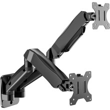 WALI Dual LCD Monitor Fully Adjustable Gas Spring Wall Mount Fit 2 Screens VESA up to 27 inch, 14.3 lbs. Weight Capacity per Arm (GSWM002), Black