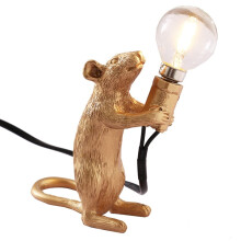 (Gold, Standing) Eu Plug Modern Resin Mouse Table Lamp White Golden Rat Bedside Light Room Decor