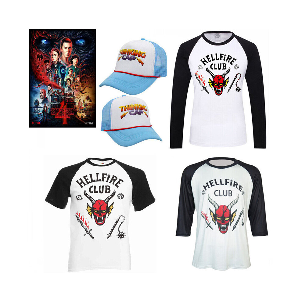 (3/4 Sleeve, M) Stranger Things Season 4 Hellfire Club T-Shirts