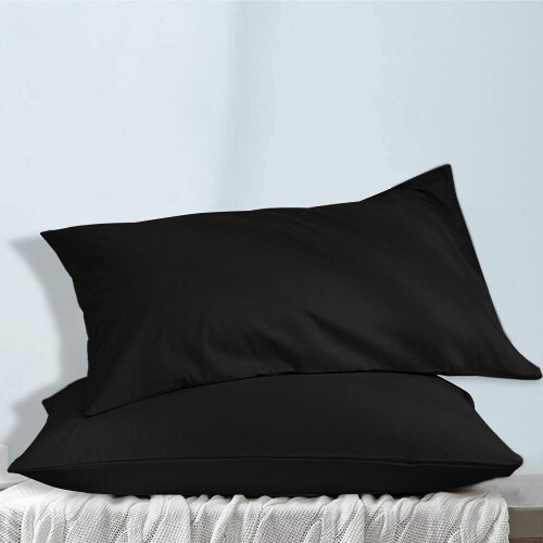 (Black) 2 X Pillowcase Luxury Housewife Soft Pillow Covers